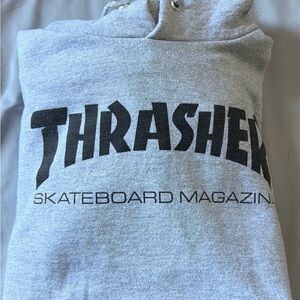 Thrasher Light Gray Hoodie with Black Logo